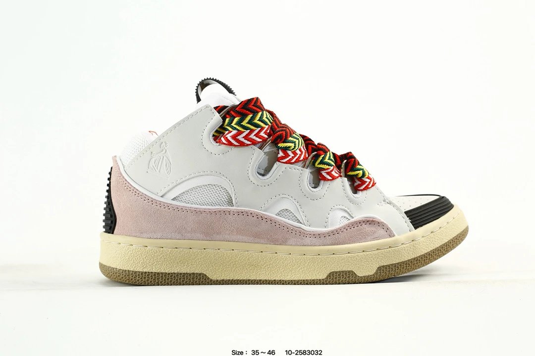 Lanvin Curb Leather Sneakers Multicolor - Gallery Image 4 - Detailed View