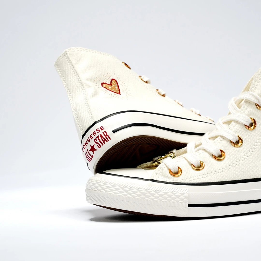 Valentine Canvas High Top Sneakers Ivory Gold - Gallery Image 9 - Detailed View