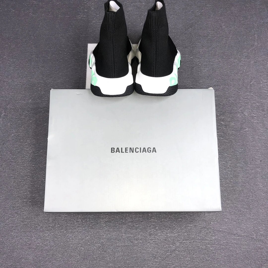 Unisex Knit Sock Sneakers with TPU Sole in Jet Black Mint - Gallery Image 9 - Detailed View