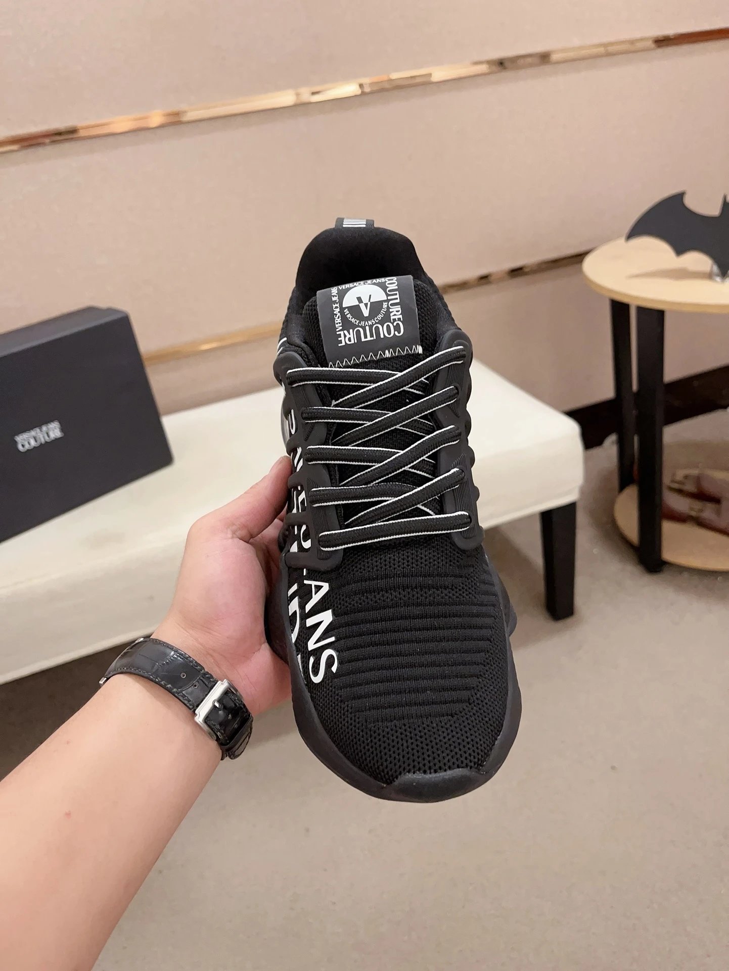 Luxury Knit Sneakers Charcoal Black - Gallery Image 2 - Detailed View