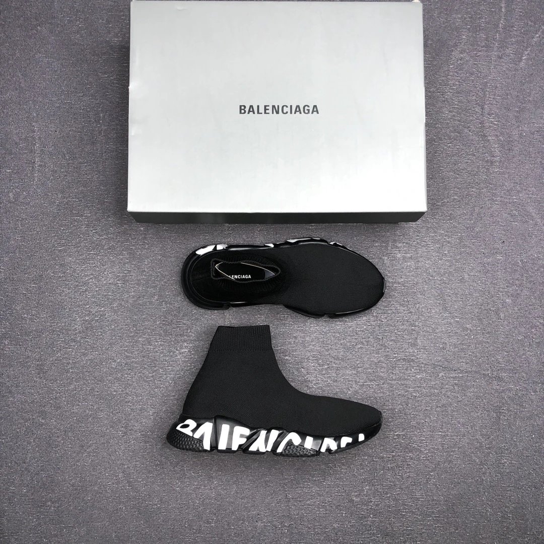 Unisex Knit Sock Sneakers with Chunky Sole Jet Black - Gallery Image 3 - Detailed View