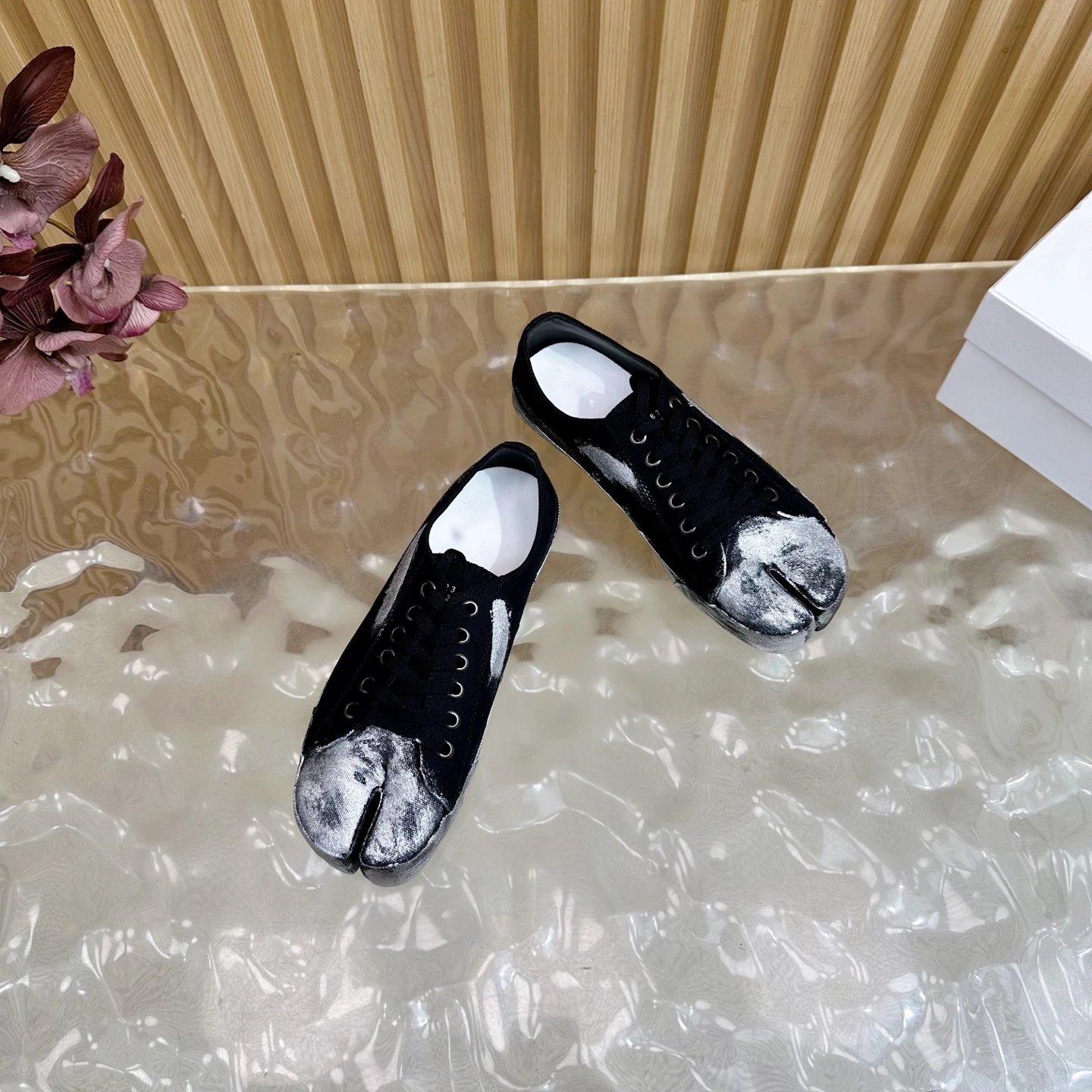 Maison Margiela MM6 Tabi Graffiti Sneakers Black - Gallery Image 6 - Detailed View