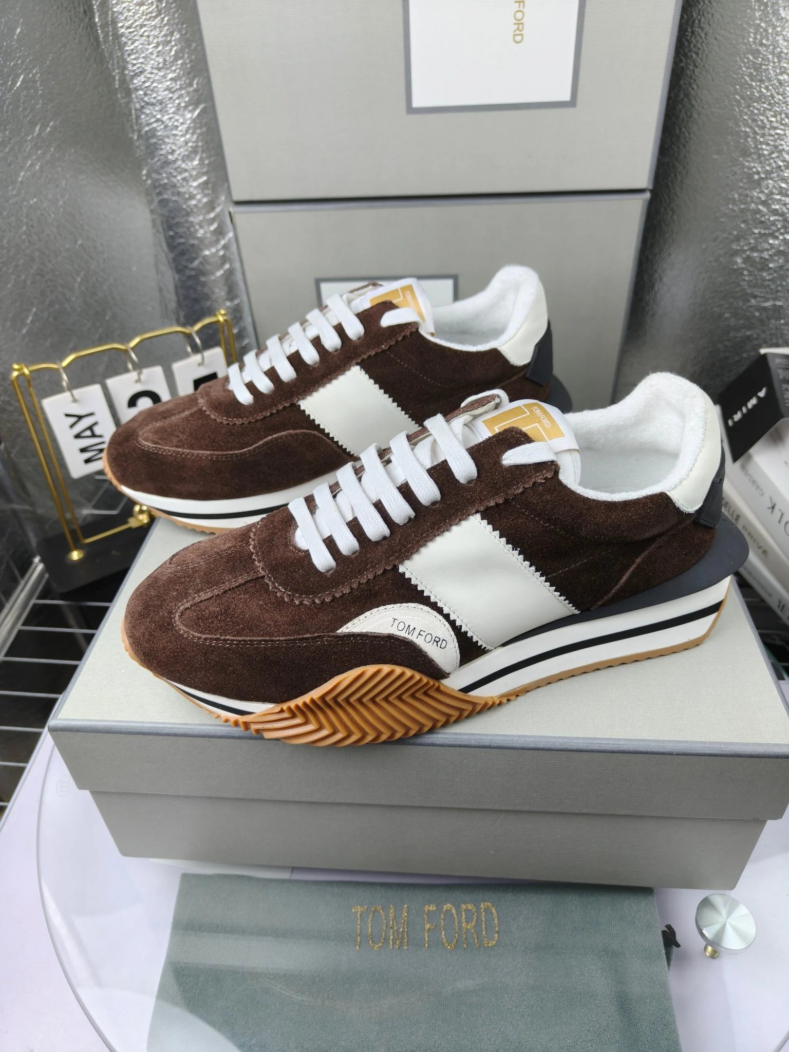 Retro Suede Platform Sneakers Coffee Brown - Gallery Image 2 - Detailed View