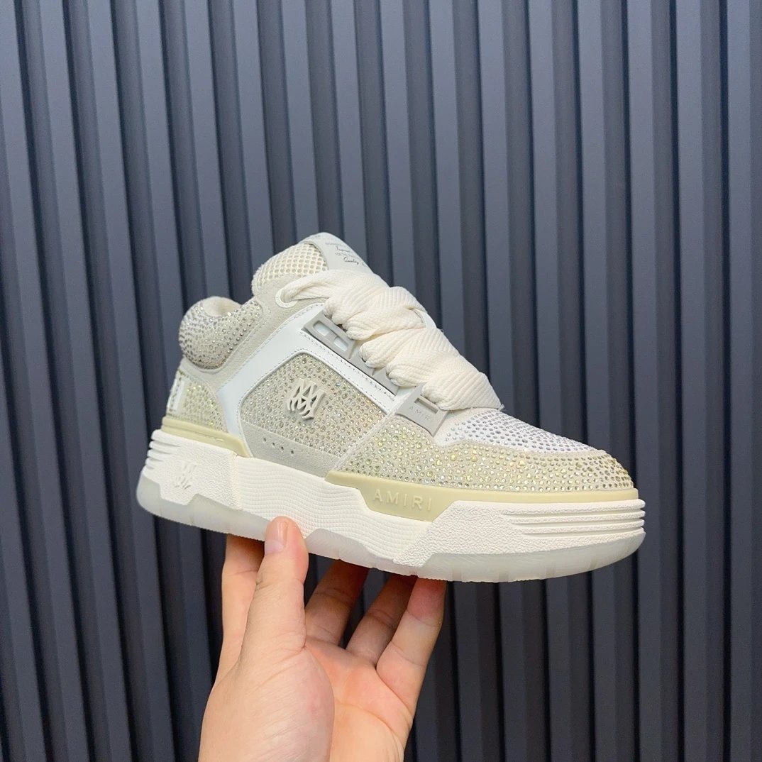 Luxury Low Top Mesh Leather Sneakers Ivory Beige - Gallery Image 3 - Detailed View