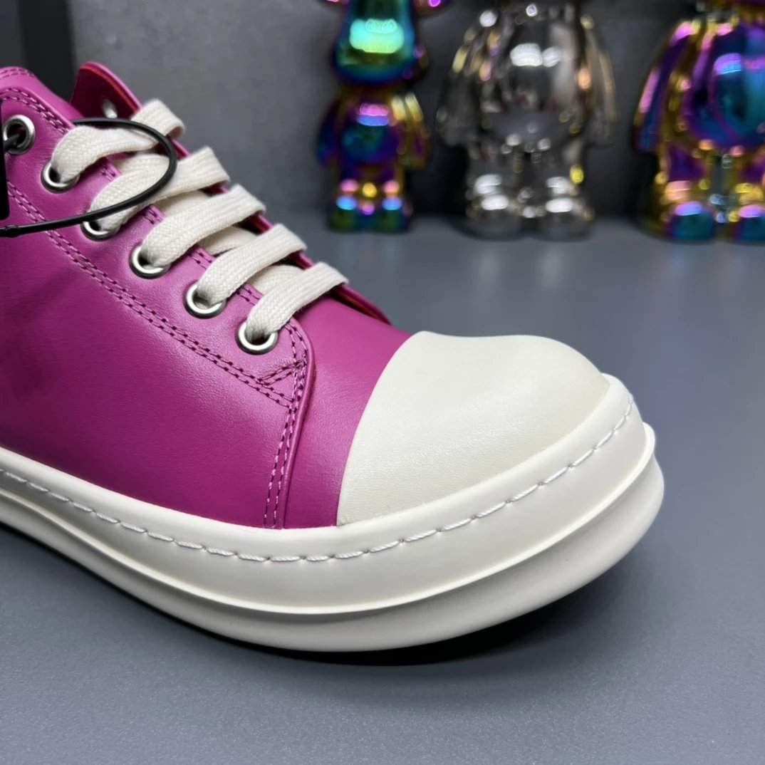 Rick Owens Leather Sneakers Purple - Gallery Image 4 - Detailed View