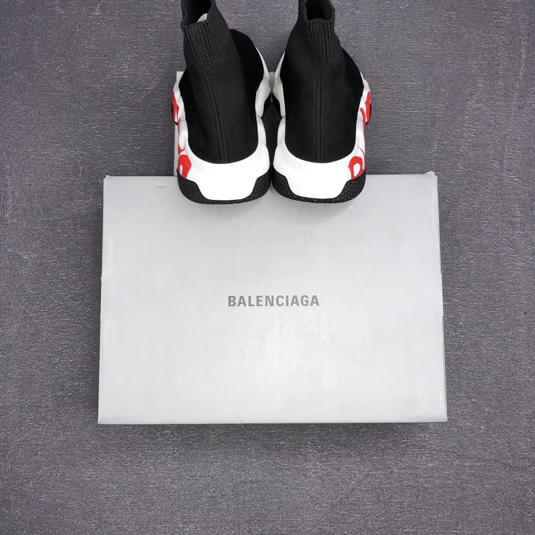 Unisex Sock Sneakers Breathable Knit Sole Black Crimson - Gallery Image 9 - Detailed View