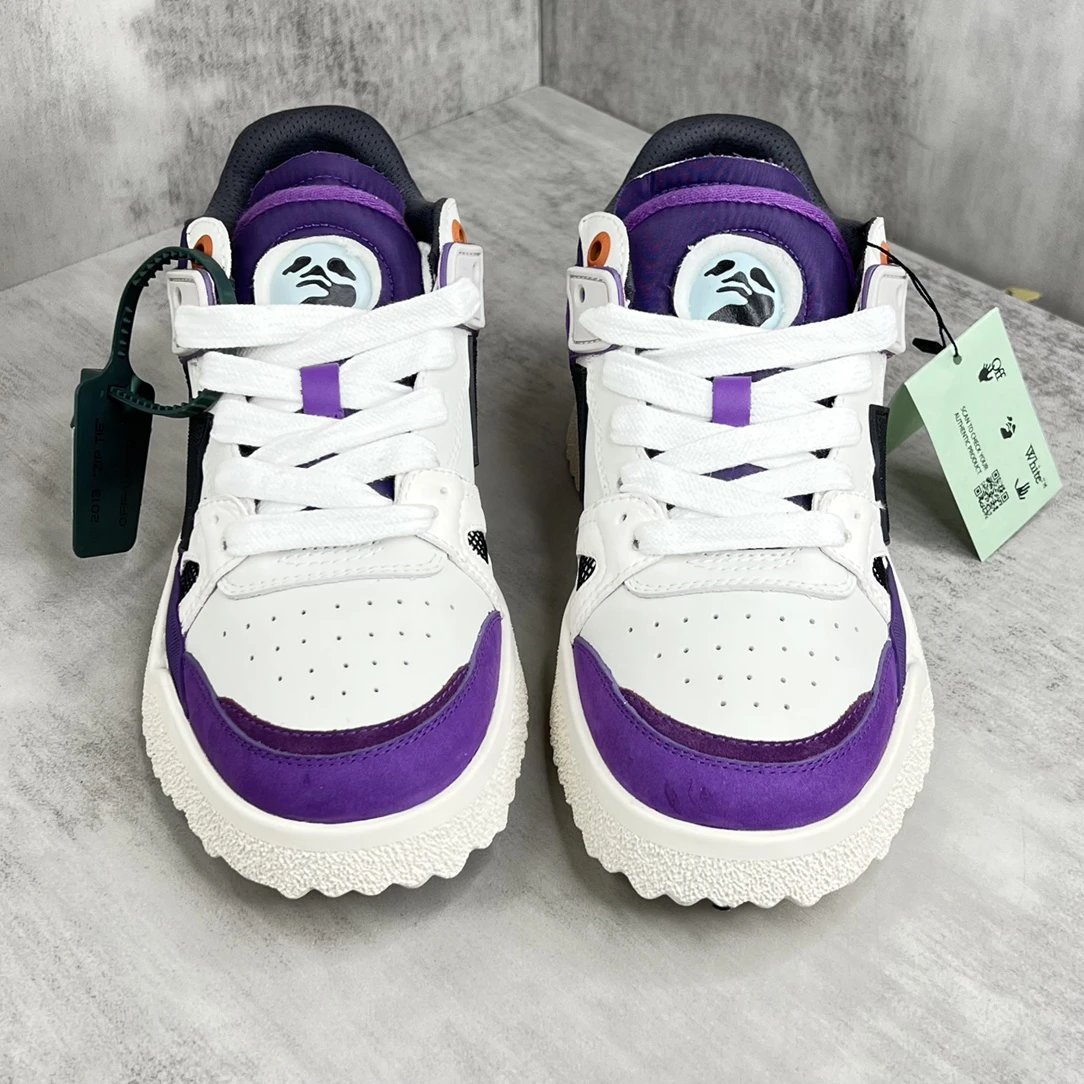 Retro Leather Low Top Sneakers Purple White - Gallery Image 4 - Detailed View