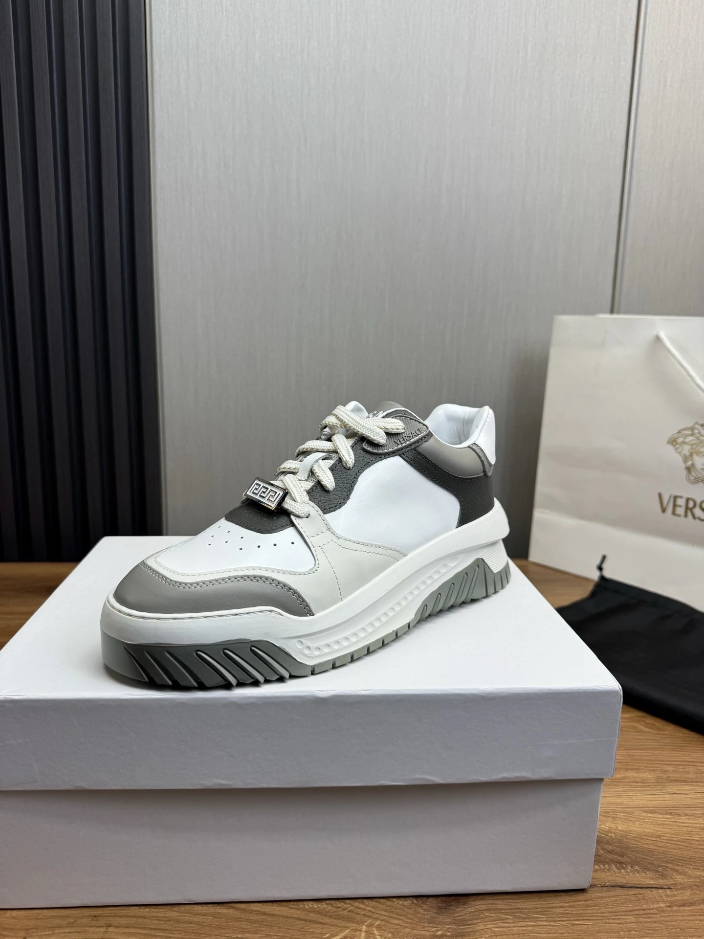 Luxury Leather Sneaker Grey - Gallery Image 1 - Detailed View