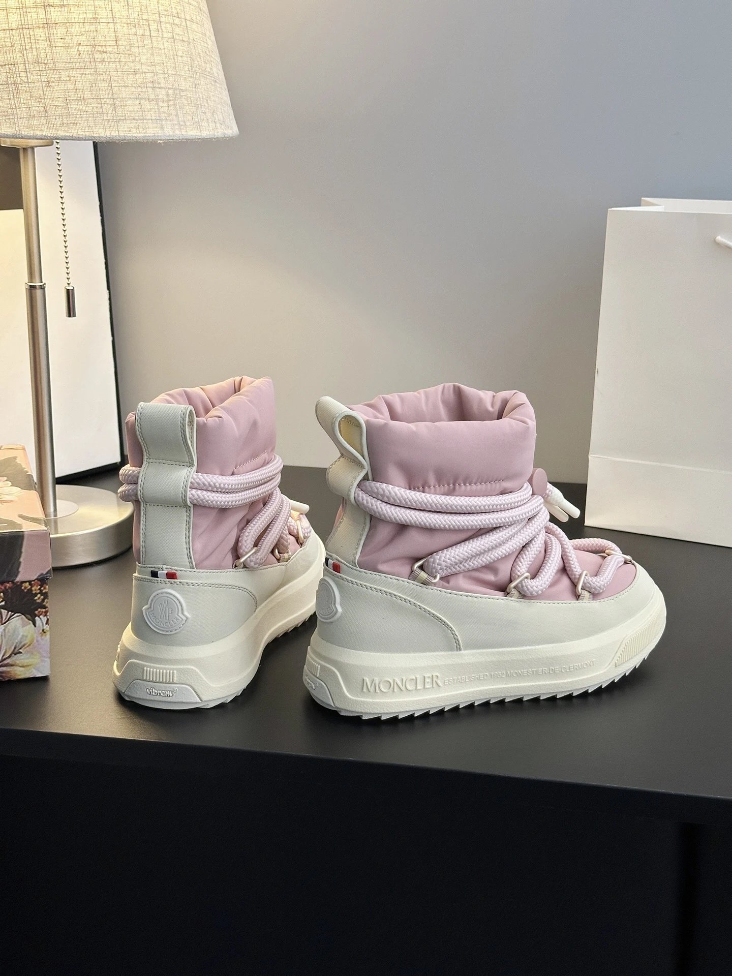 Moncler Mid Boots Pink - Gallery Image 7 - Detailed View