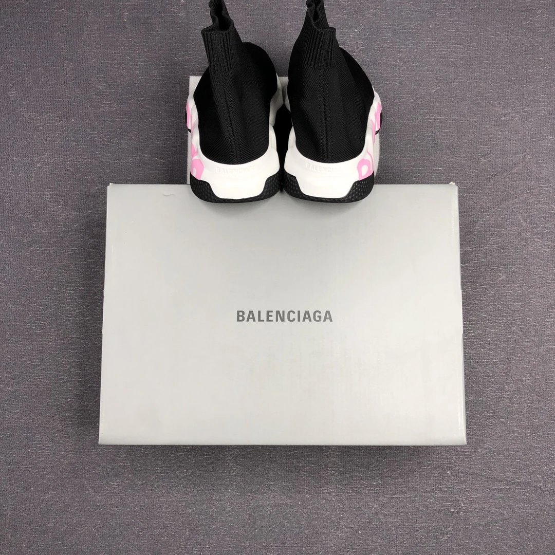 Speed Trainer Sock Sneakers Knit Breathable Sole Black Pink - Gallery Image 9 - Detailed View