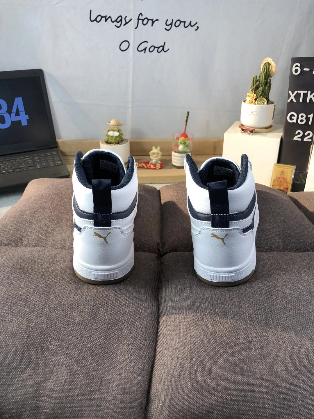 Puma Rah Sampson High-Top Sneakers White Black - Gallery Image 4 - Detailed View