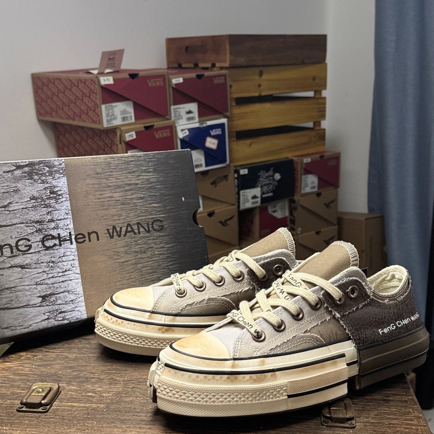 Deconstructed Canvas Low Top Sneakers Ombre Mocha - Gallery Image 9 - Detailed View