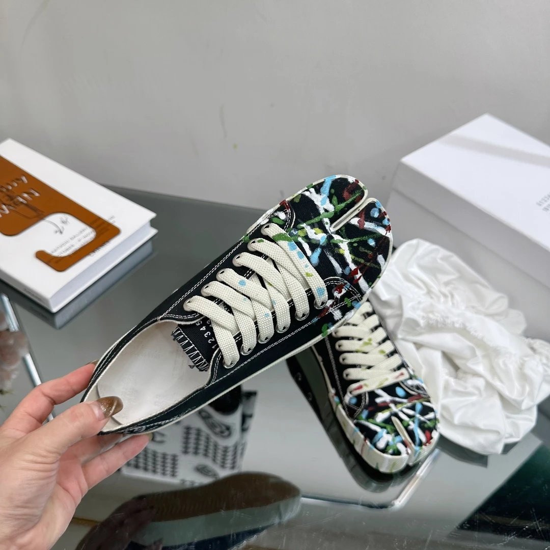 Maison Margiela MM6 Tabi Graffiti Black Sneakers - Gallery Image 8 - Detailed View