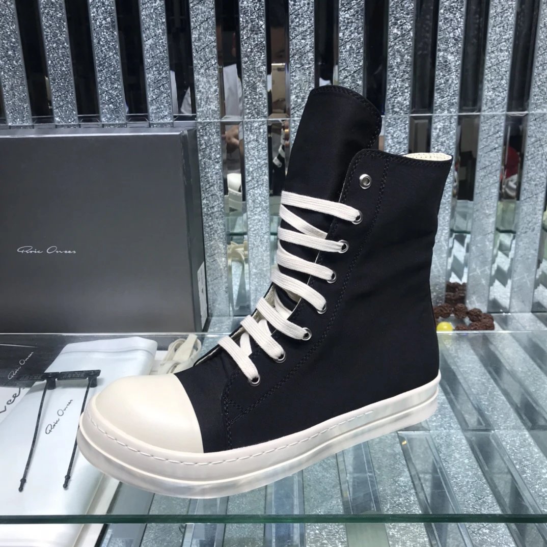 Rick Owens Canvas High-Tops Sneakers Black - Gallery Image 6 - Detailed View