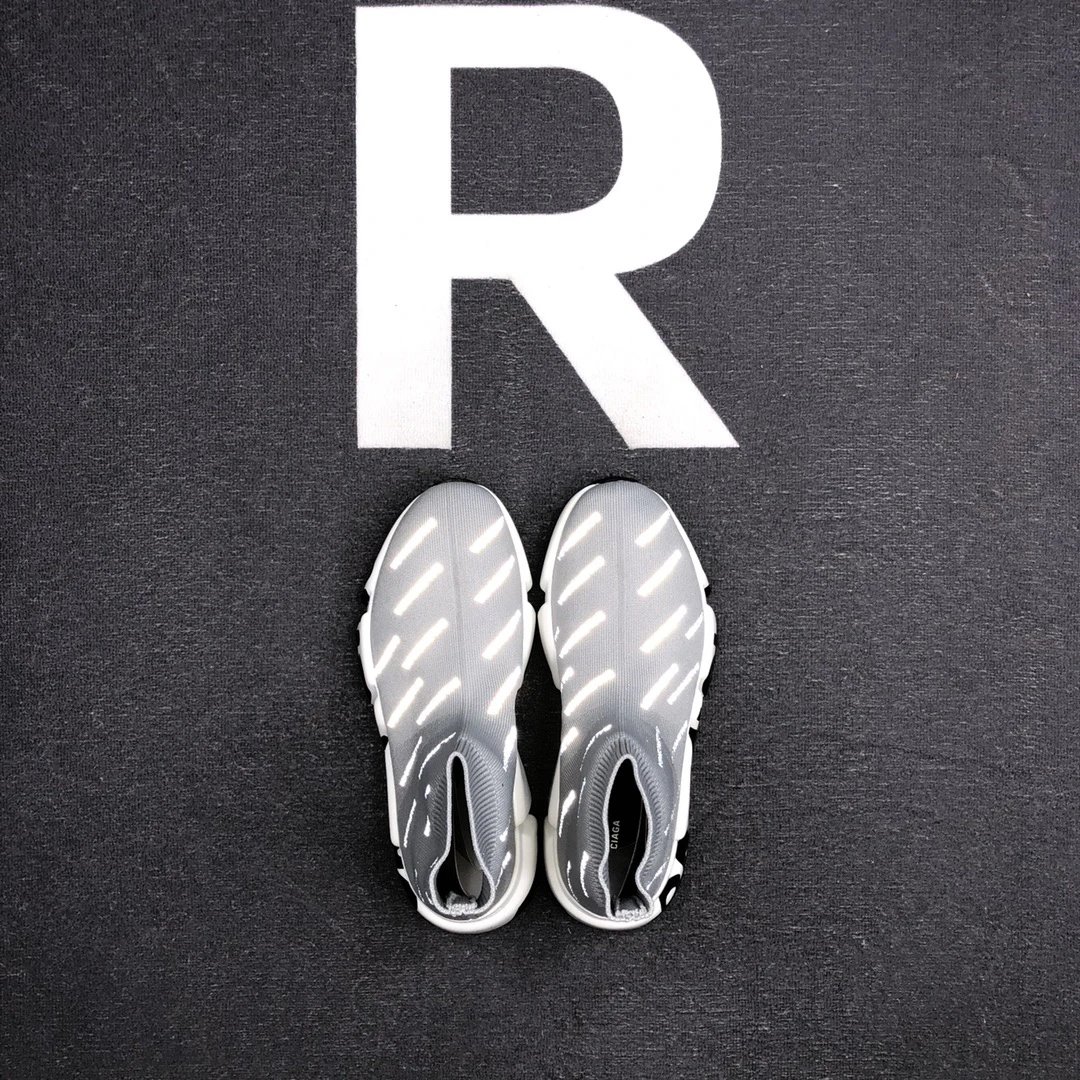 Speed Sock Sneakers Knit High Top Reflective Silver - Gallery Image 6 - Detailed View