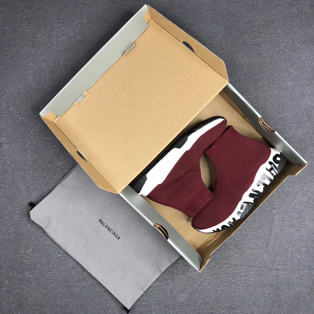 Unisex Knit Sock Sneakers with TPU Sole Burgundy - Gallery Image 2 - Detailed View