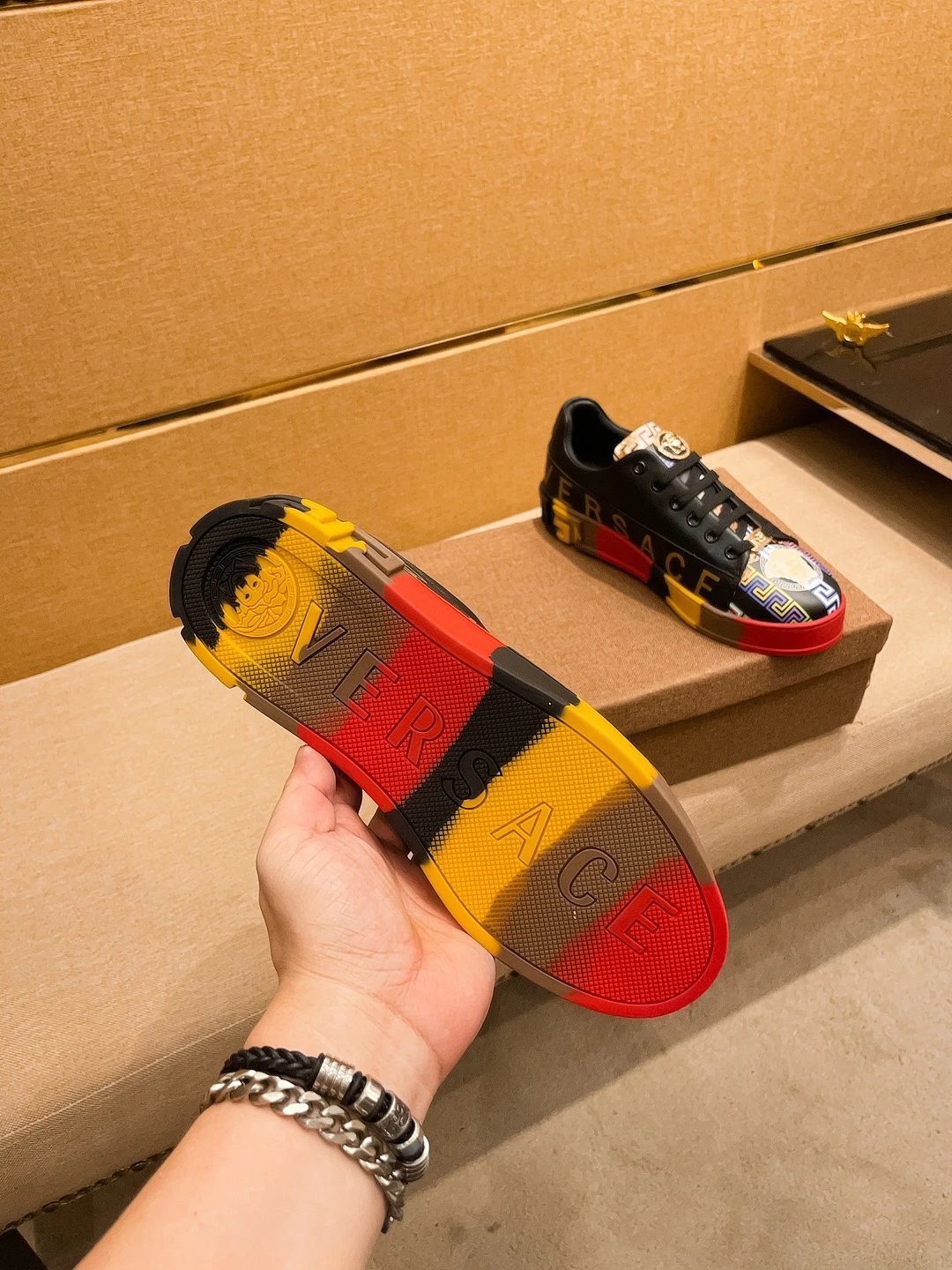 Luxury Leather Sneakers Multi-Color Trim - Gallery Image 8 - Detailed View