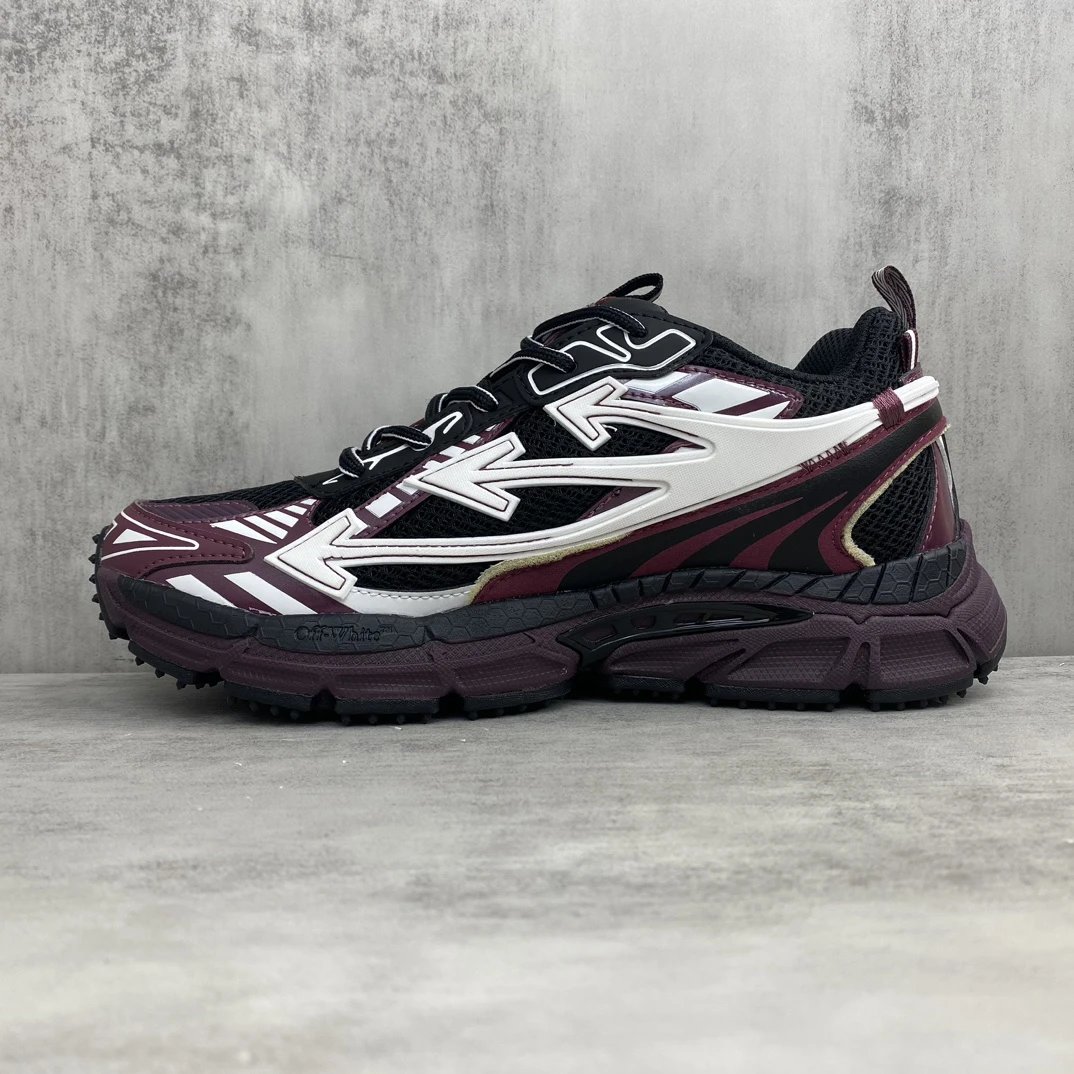 Retro Mesh Leather Running Sneakers in Burgundy - Gallery Image 7 - Detailed View