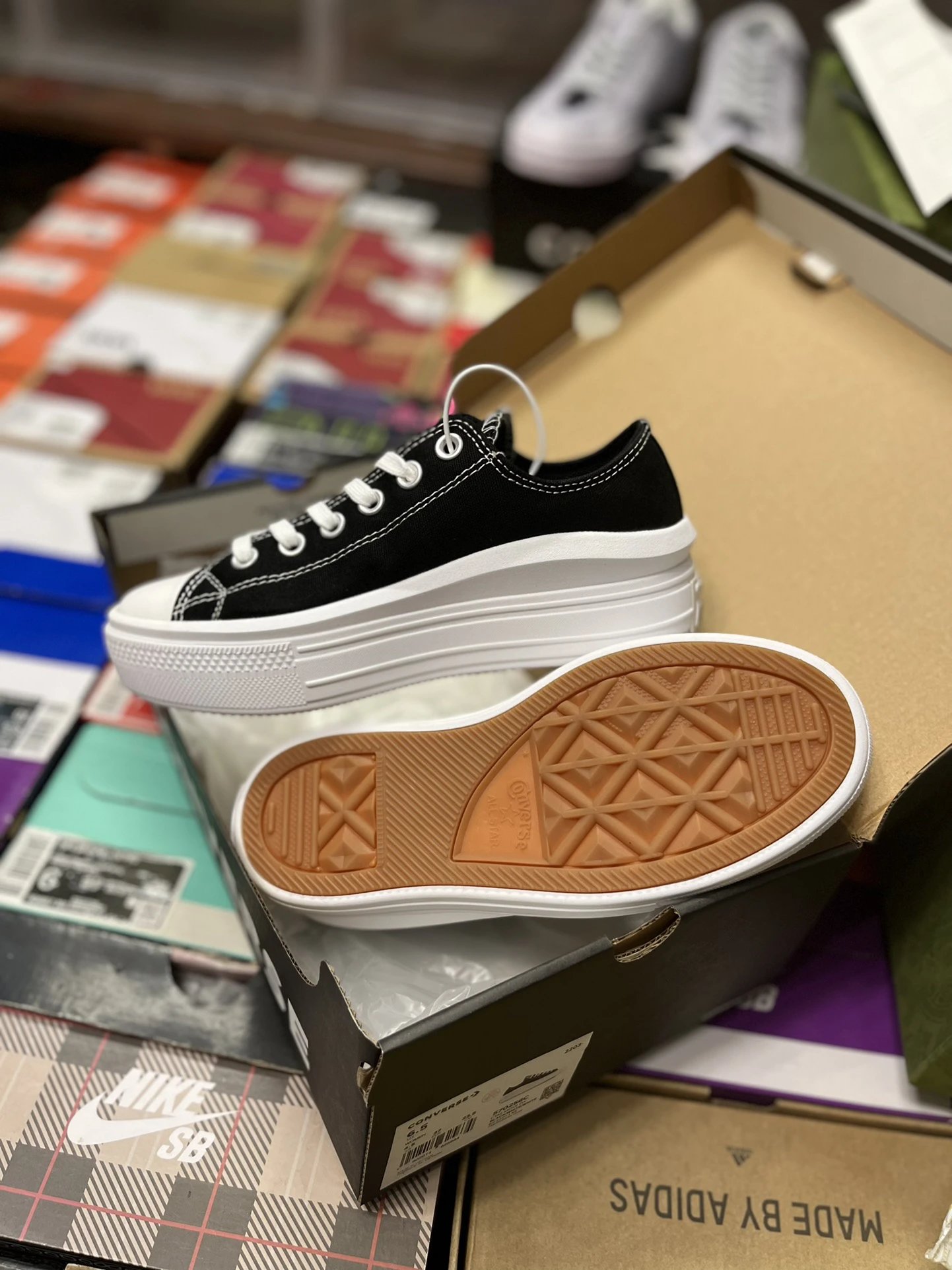 Platform Canvas Low Top Sneakers Ebony Black - Gallery Image 3 - Detailed View