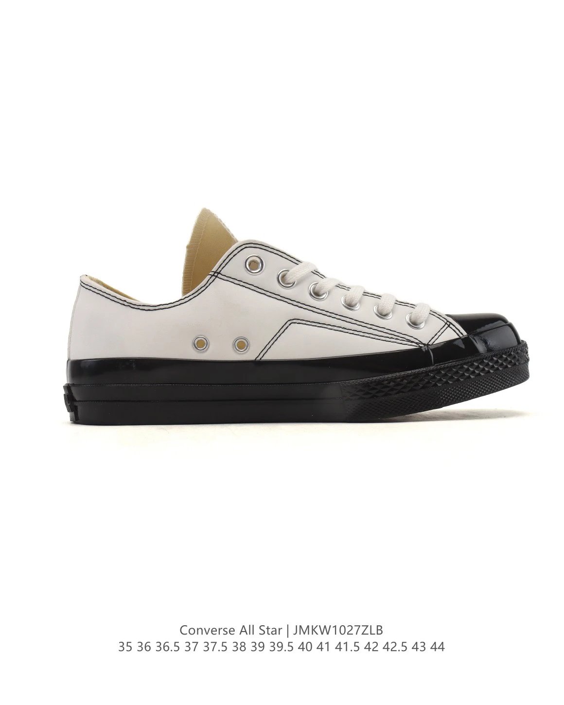 Vintage Leather Low Top Sneakers Ebony Ivory - Gallery Image 3 - Detailed View