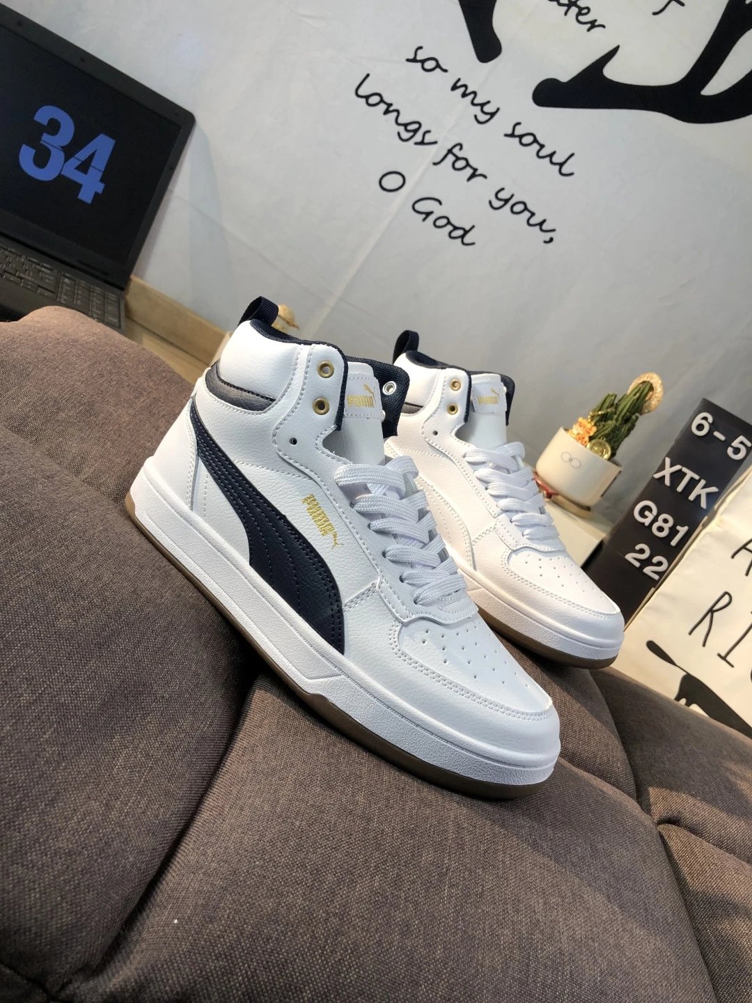 Puma Rah Sampson High-Top Sneakers White Black - Gallery Image 3 - Detailed View