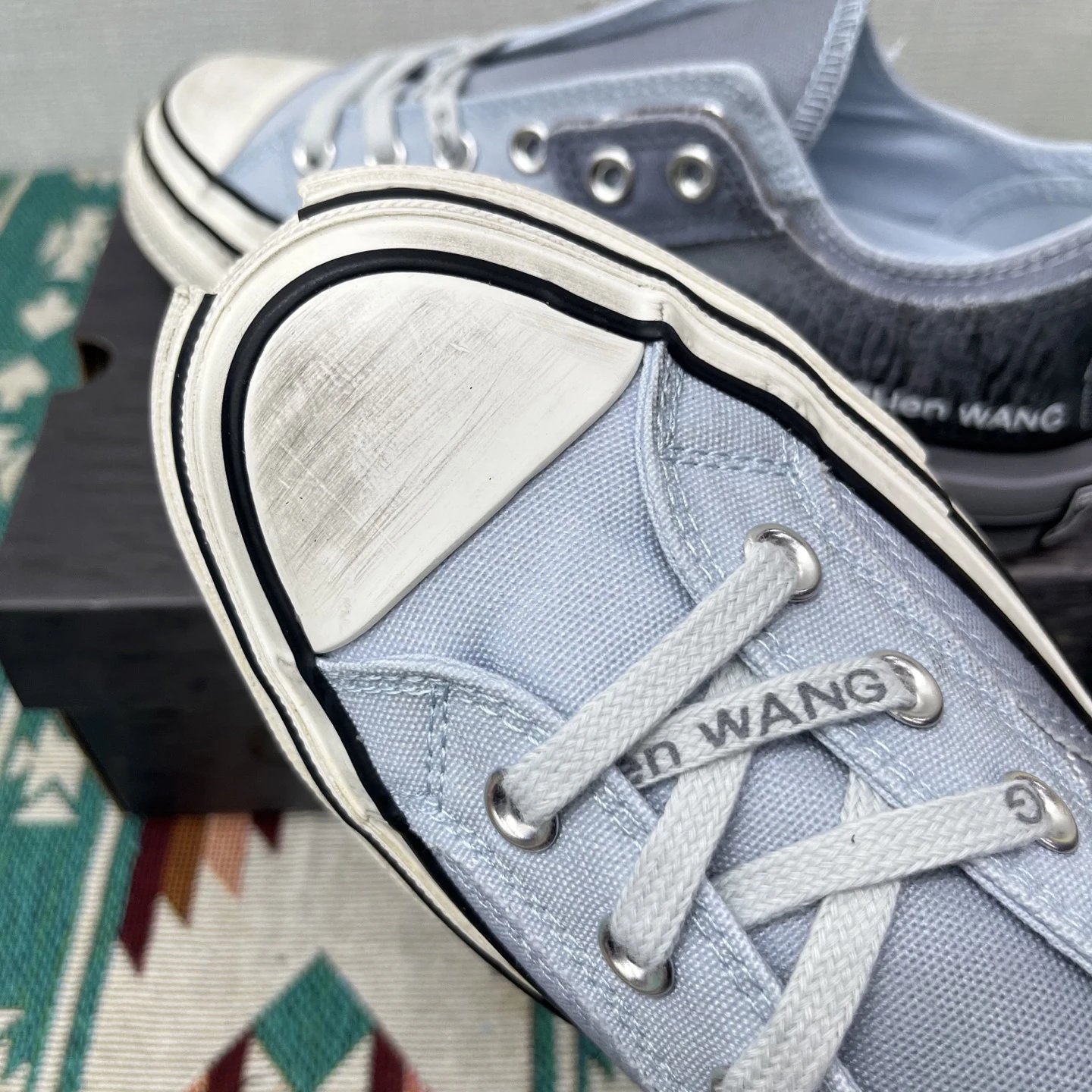 Deconstructed Canvas Low Top Sneakers Gradient Ash Blue - Gallery Image 6 - Detailed View