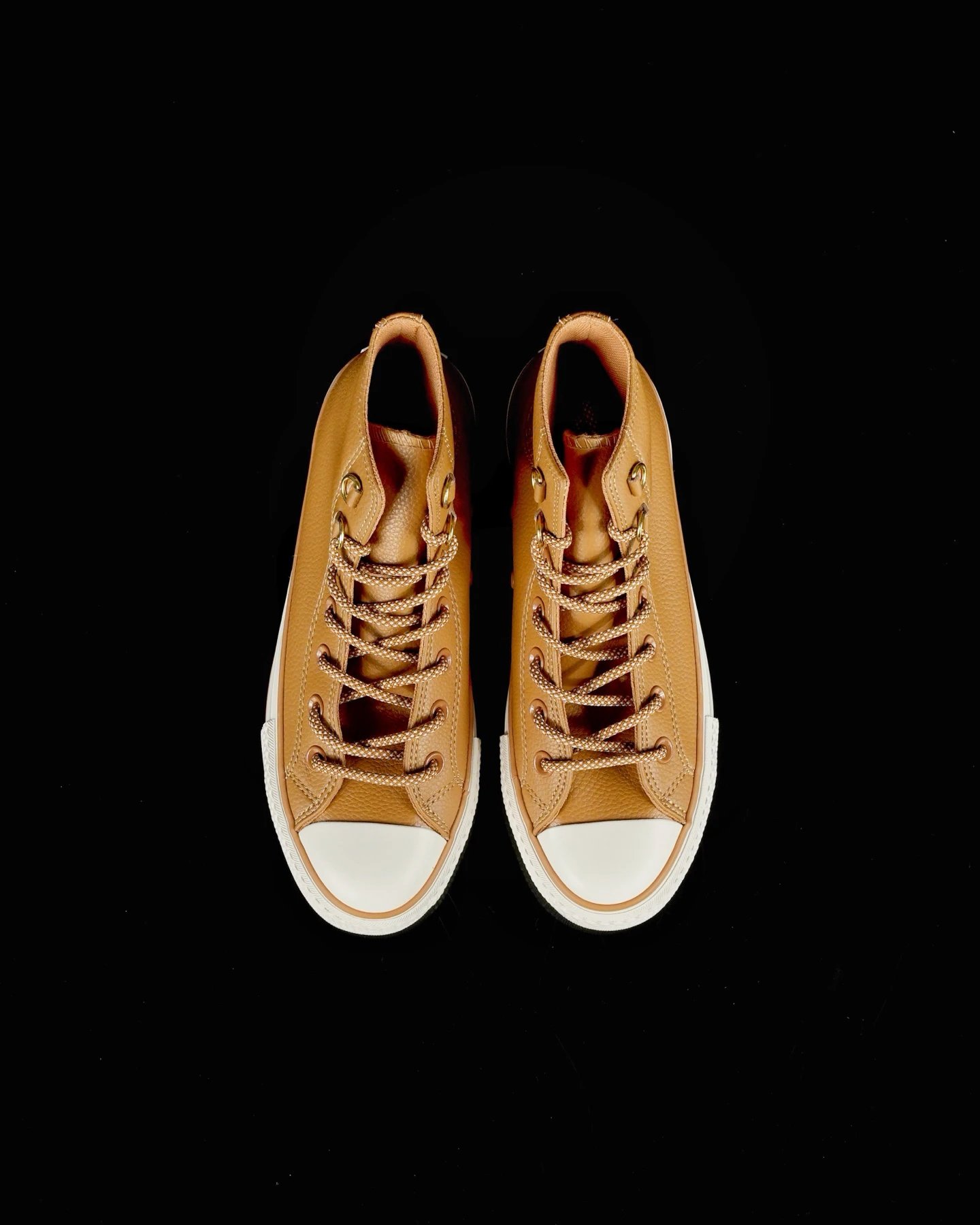 Platform Leather High Top Sneakers Caramel Brown - Gallery Image 2 - Detailed View