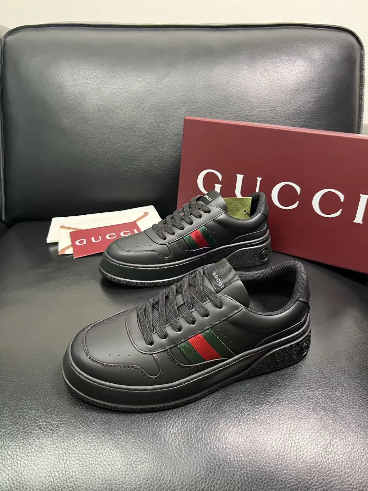 Gucci Men's Platform Sneakers Black - Gallery Image 3 - Detailed View
