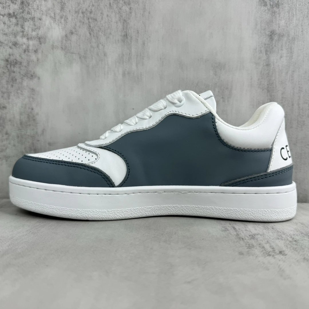 Low Top Leather Runner Sneakers with Arch Logo in Storm Gray - Gallery Image 7 - Detailed View