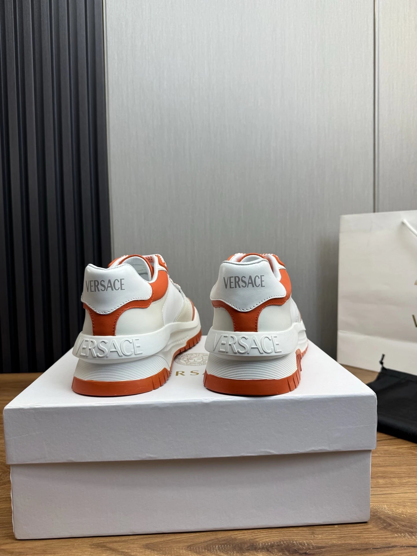 Luxury Leather Sneakers Burnt Orange - Gallery Image 5 - Detailed View