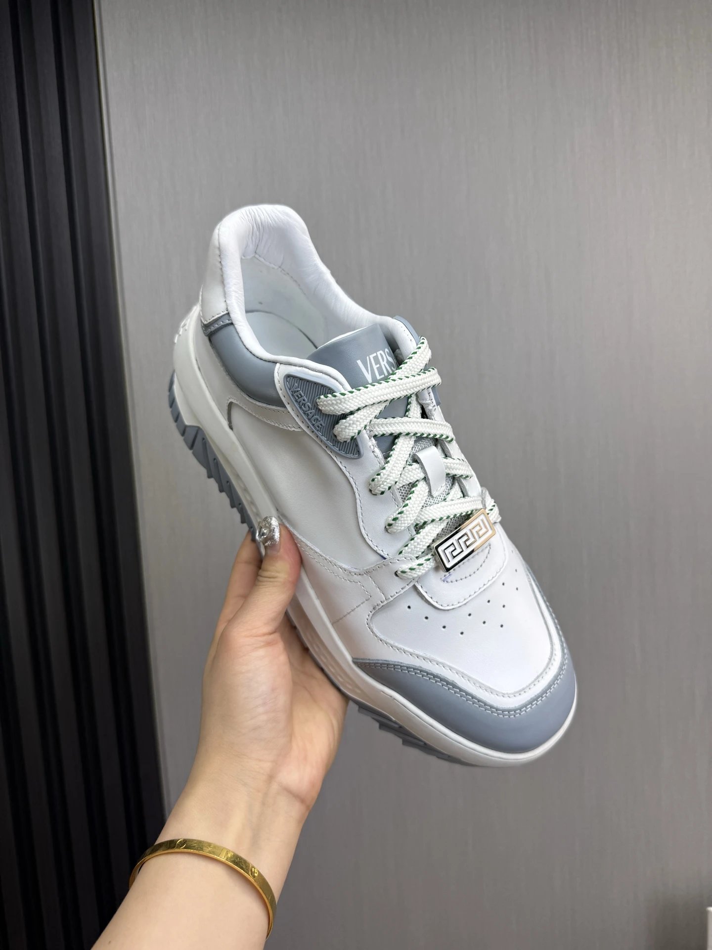 Luxury Leather Sneakers Dove Grey - Gallery Image 8 - Detailed View