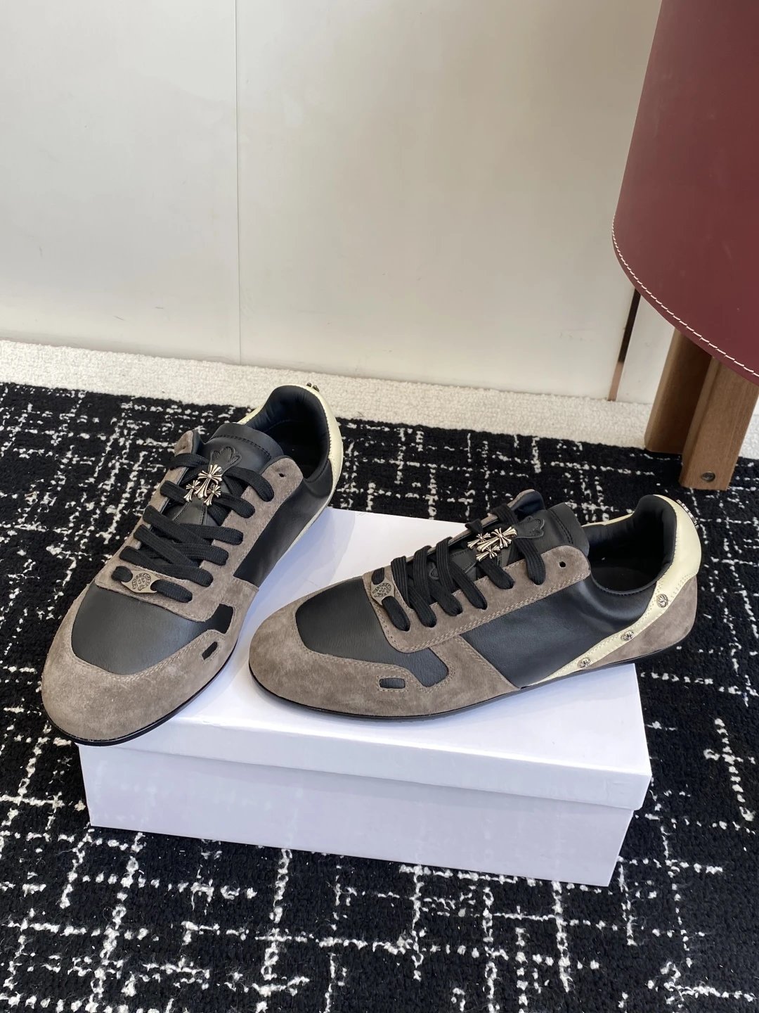 Vintage Suede Trainer Sneakers Ebony Taupe - Gallery Image 3 - Detailed View