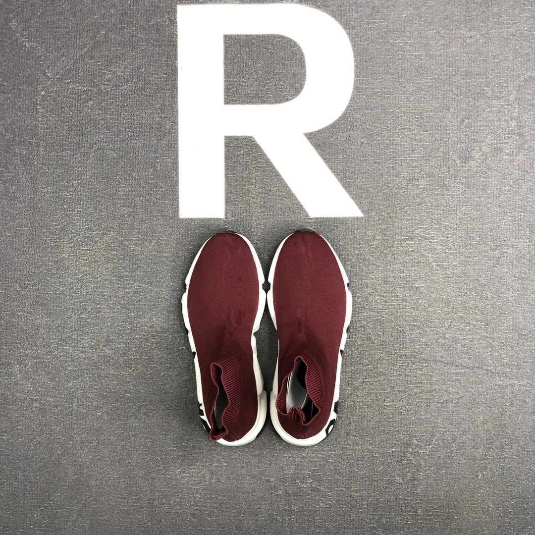 Unisex Knit Sock Sneakers with TPU Sole Burgundy - Gallery Image 9 - Detailed View