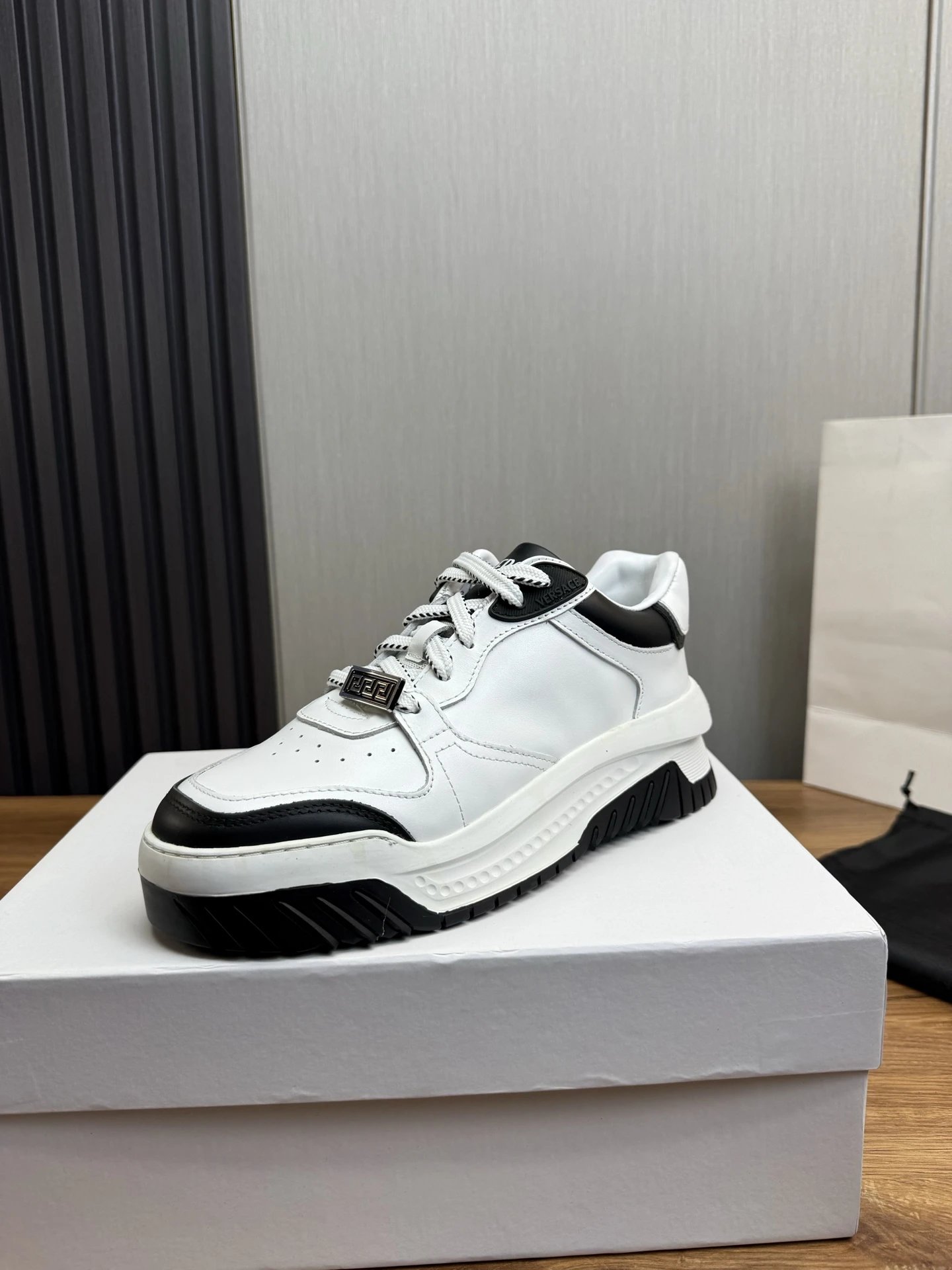Luxury Leather Sneakers Duo Black White - Gallery Image 1 - Detailed View