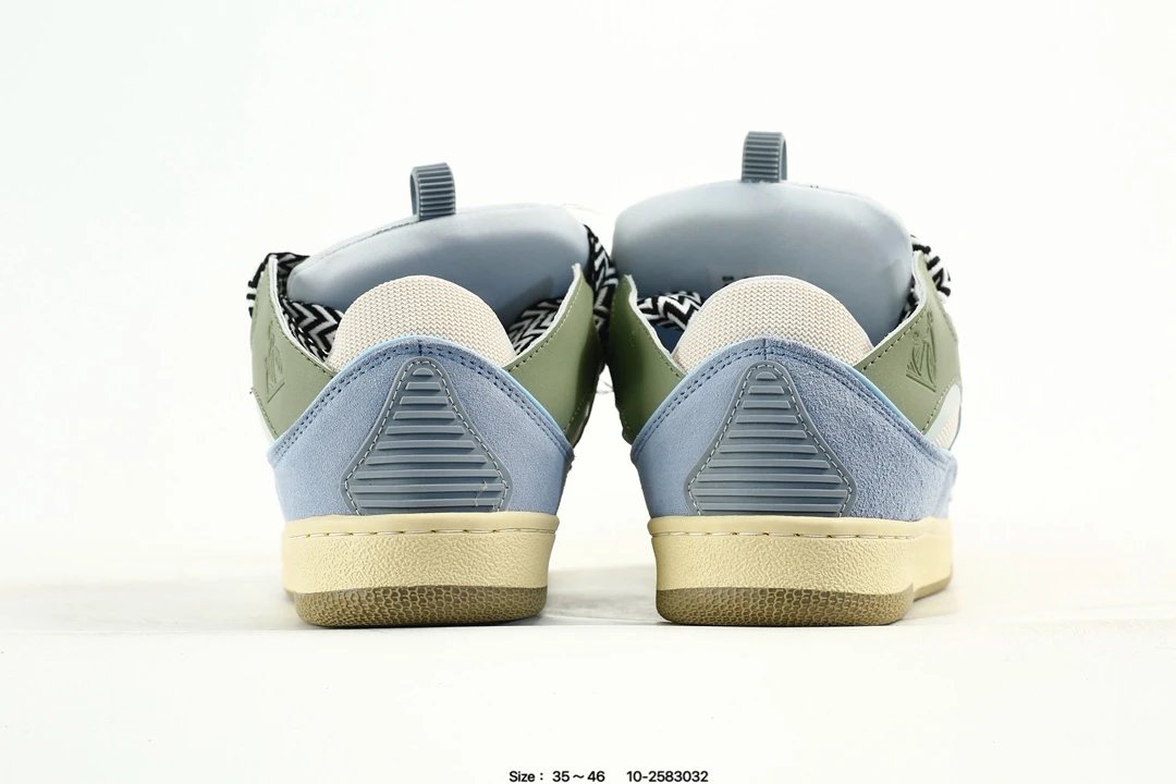 Lanvin Curb Leather Sneakers Green Blue - Gallery Image 7 - Detailed View