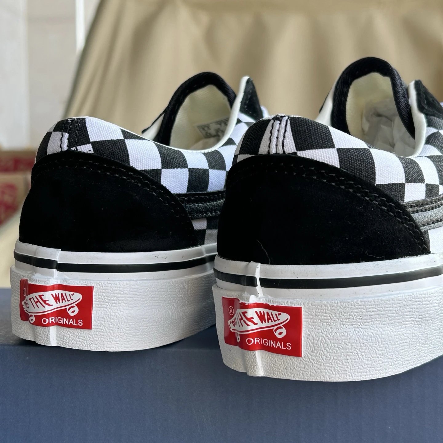 Old Skool Low Top Skate Shoes Ebony Ivory Checkered - Gallery Image 6 - Detailed View