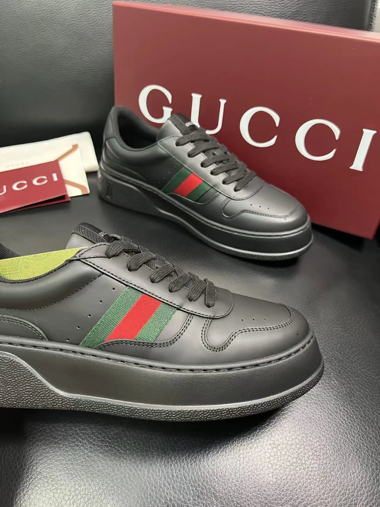 Gucci Men's Platform Sneakers Black - Gallery Image 6 - Detailed View