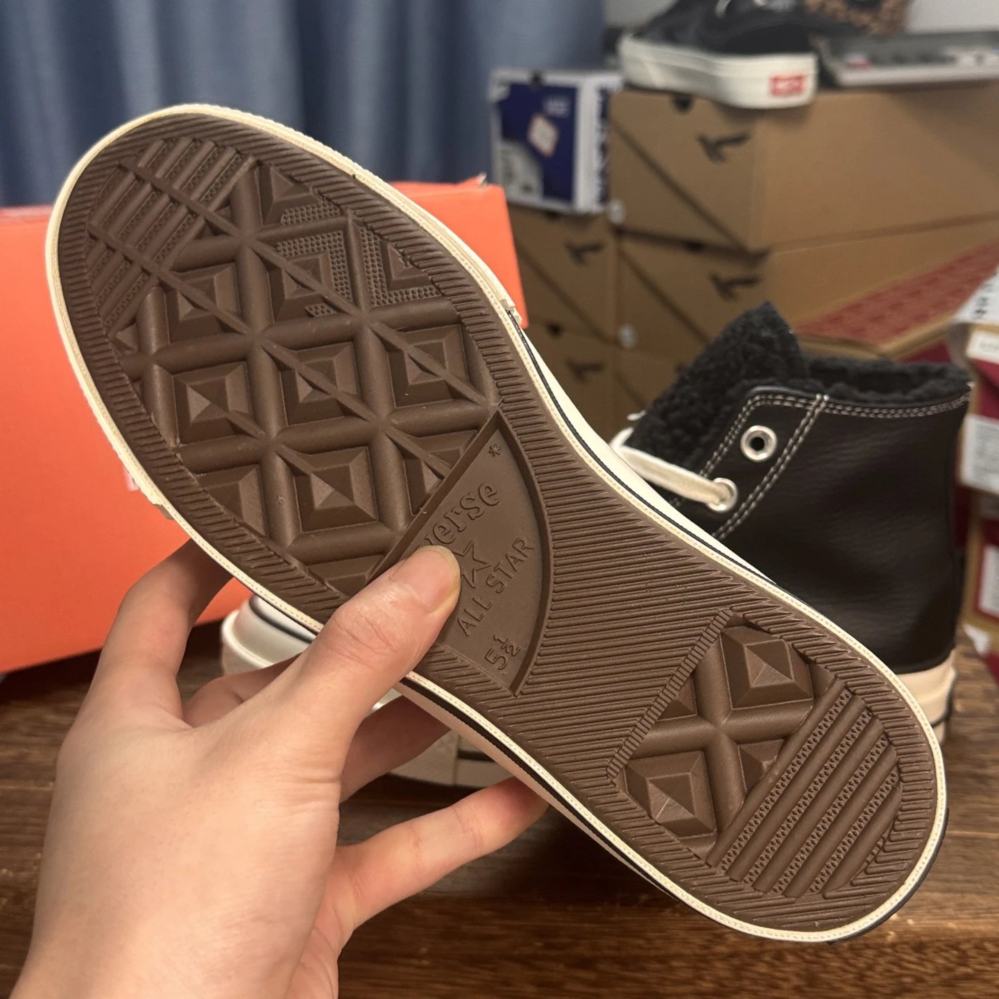 High Top Leather Skate Shoes Ebony Black - Gallery Image 8 - Detailed View