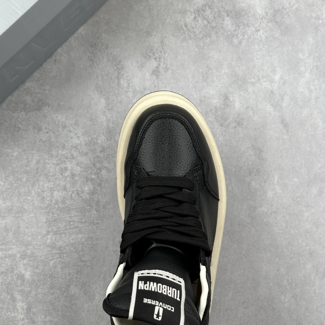 Vintage Leather High Top Sneakers Ebony Black - Gallery Image 4 - Detailed View