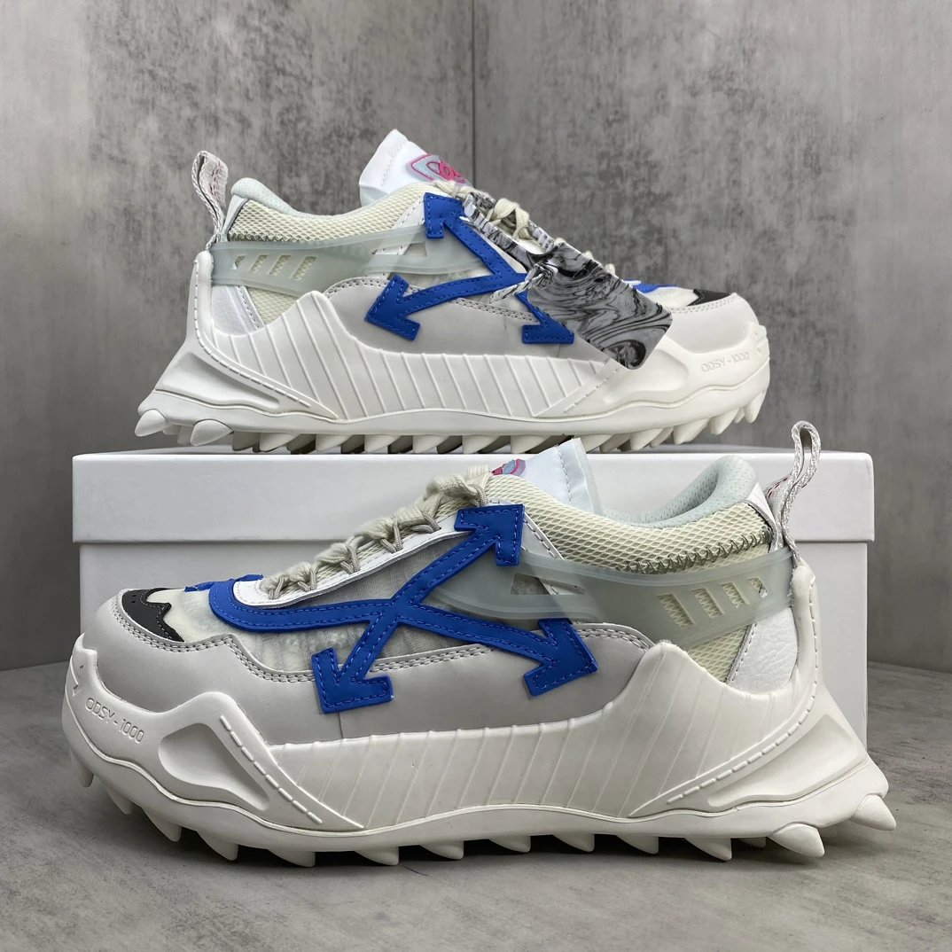 ODS Y-1000 Trail Sneakers Oxford Leather Mesh Ivory Blue - Gallery Image 9 - Detailed View