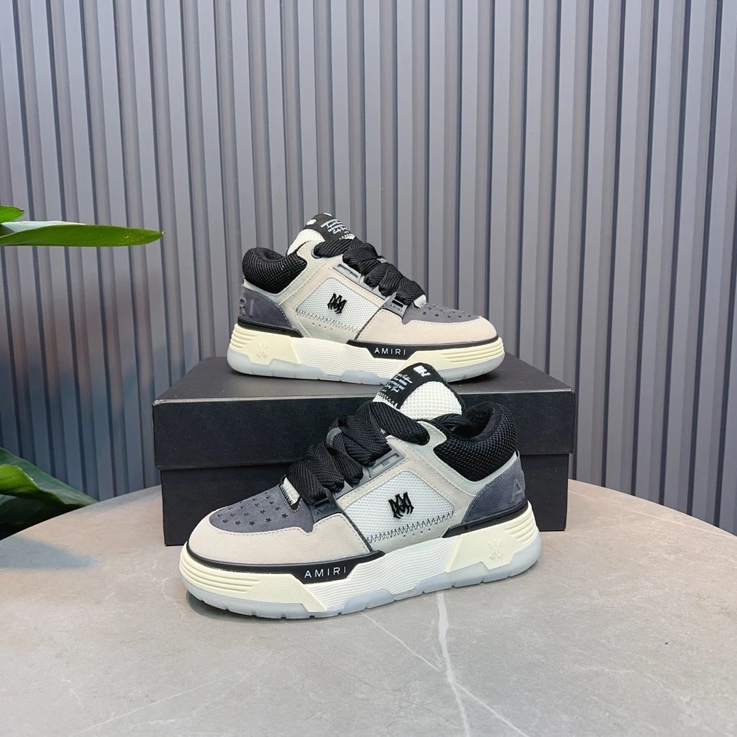 Unisex Leather Low Top Sneakers Retro Grey - Gallery Image 7 - Detailed View