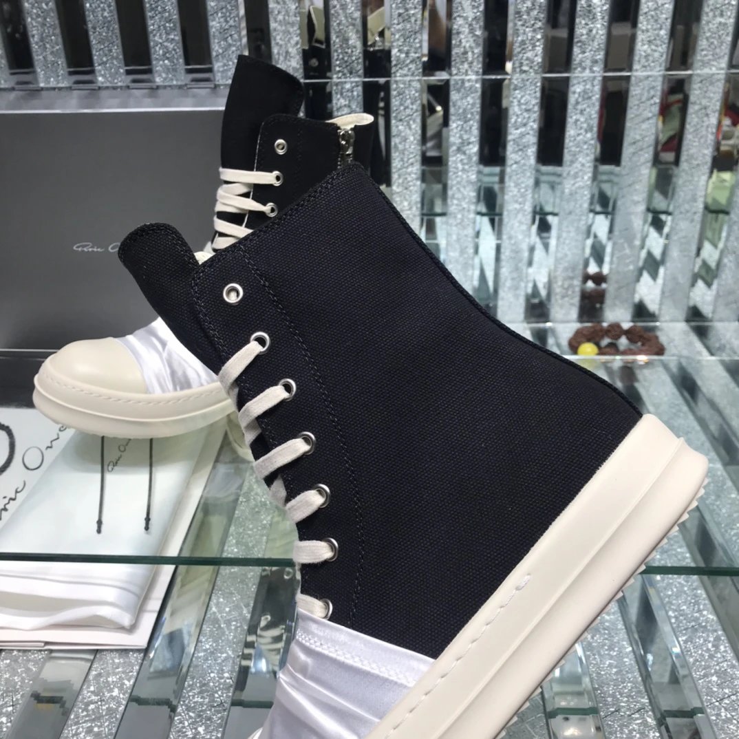 Rick Owens High-Top Pleated Sneakers Black Silver - Gallery Image 5 - Detailed View