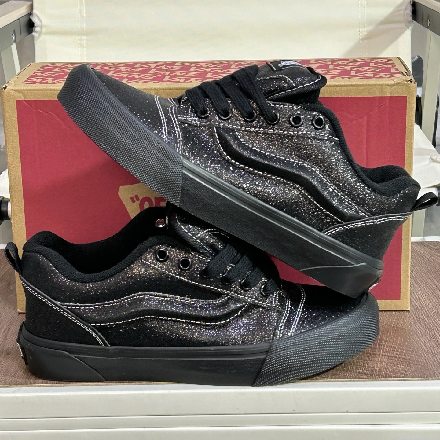 Knu Skool Low Top Skate Shoes Galaxy Black - Gallery Image 2 - Detailed View