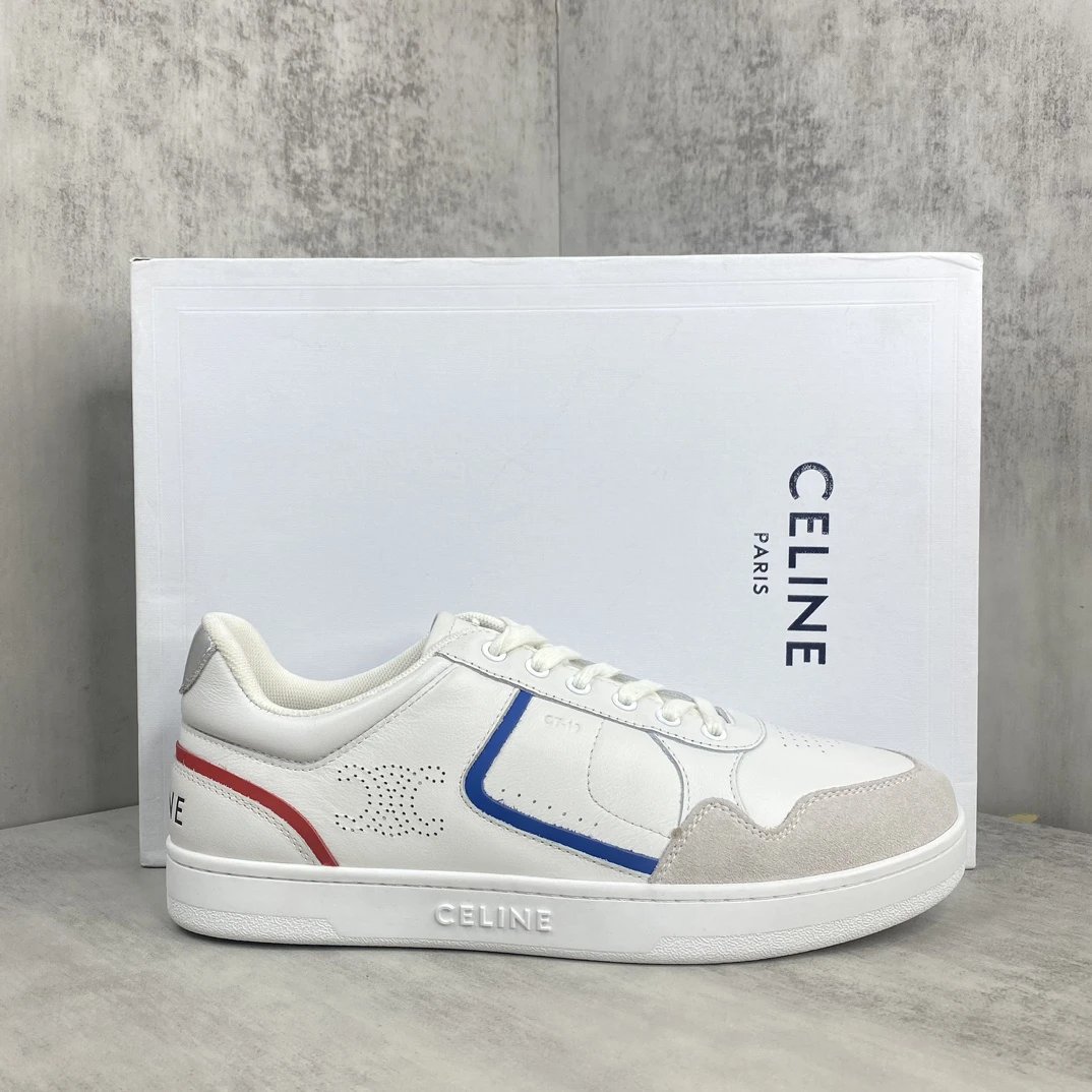 CT-10 Leather Low Top Sneakers with Ivory Accents - Gallery Image 1 - Detailed View