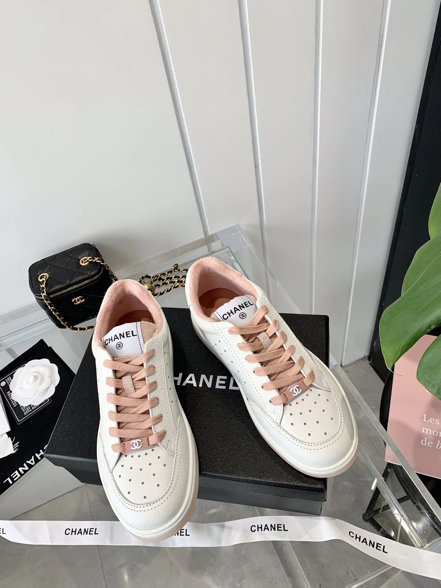Chanel White Logo Sneakers Pink - Gallery Image 2 - Detailed View