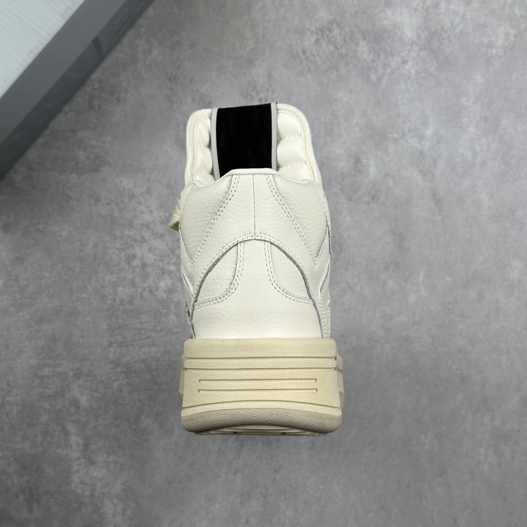 Retro High Top Leather Sneakers Ivory - Gallery Image 8 - Detailed View