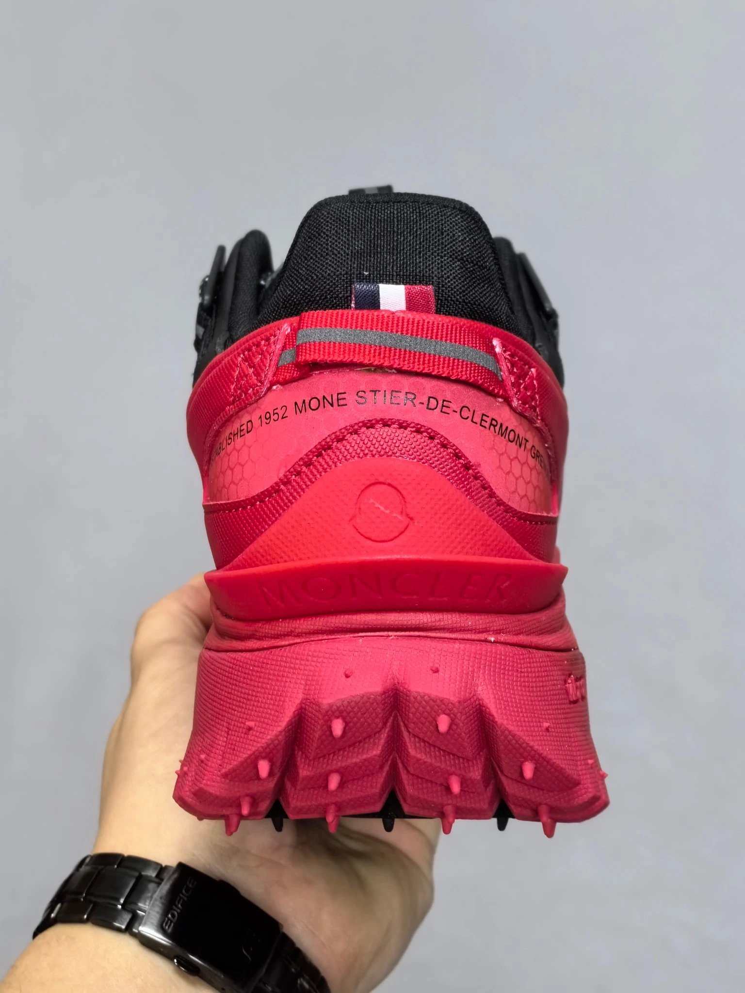 Moncler Trailgrip GTX Rubber Sneakers Black Red - Gallery Image 5 - Detailed View