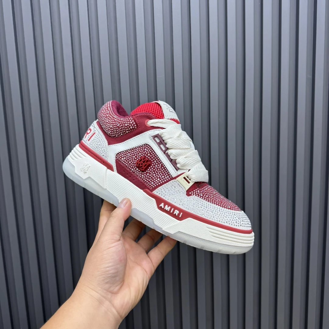 Low Top Leather Skate Sneakers Men Women Crimson Red - Gallery Image 3 - Detailed View