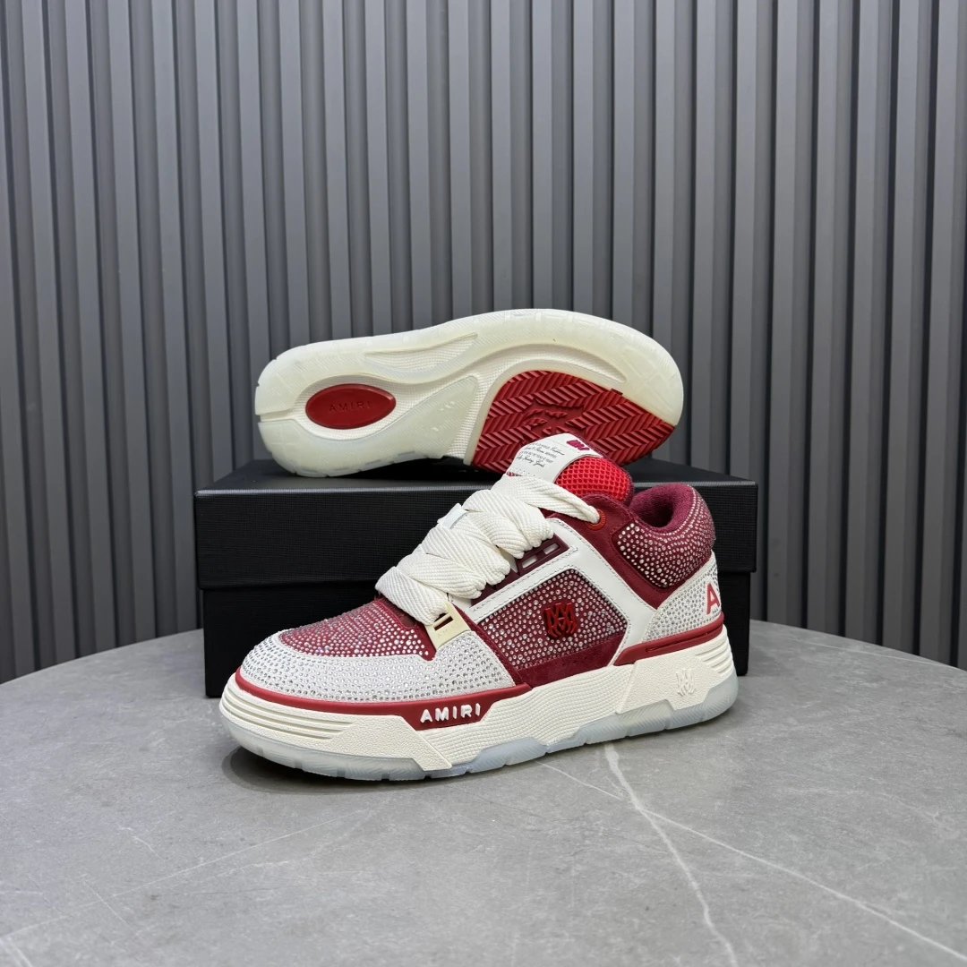 Low Top Leather Skate Sneakers Men Women Crimson Red - Gallery Image 9 - Detailed View