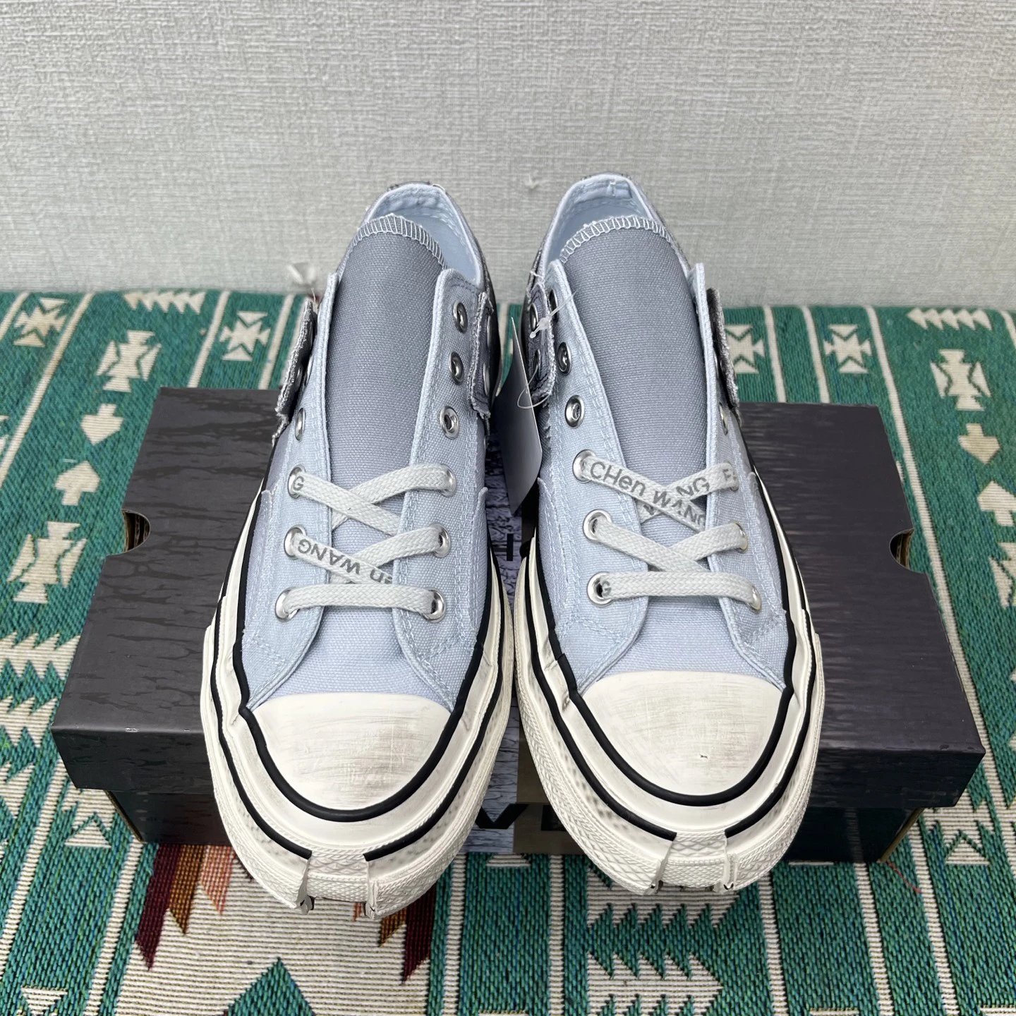 Deconstructed Canvas Low Top Sneakers Gradient Ash Blue - Gallery Image 4 - Detailed View